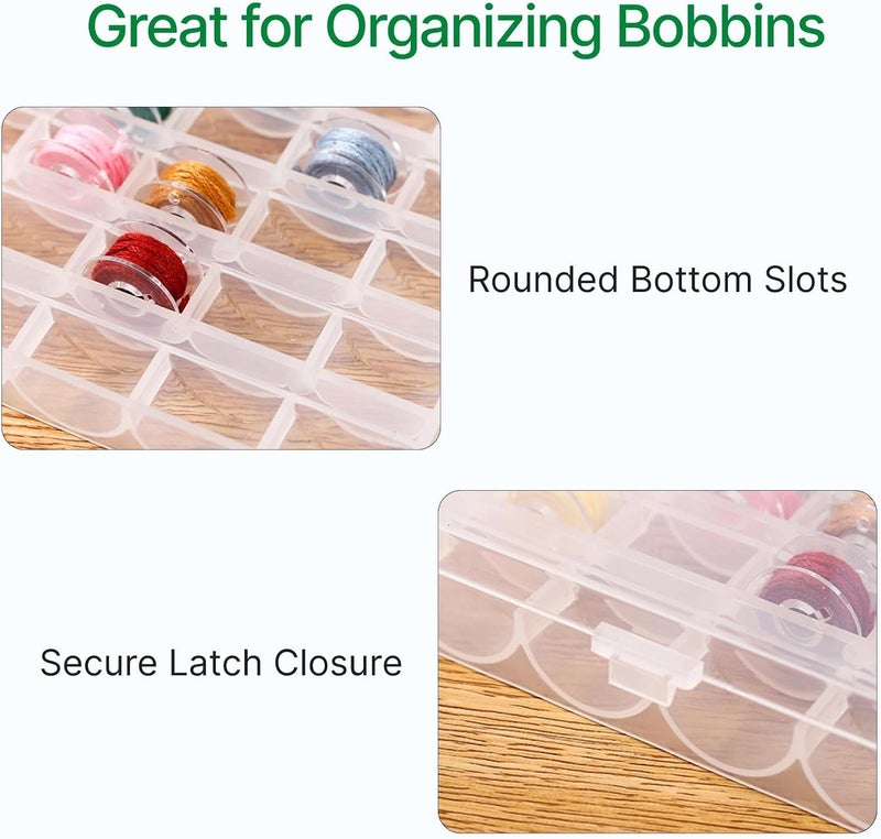 Opret 25 Slots Bobbin Organizer, Transparent Plastic Bobbin Case, Empty Spools Box For Sewing Supplies, 4 Pack, Compatible With Class 15 & SA156 Bobbins - Image 4